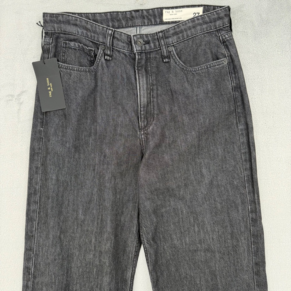 Rag & Bone Lori Mid-Rise Wide Leg Jeans Senoia Black Grey Women's Size 27 NEW - Picture 4 of 16